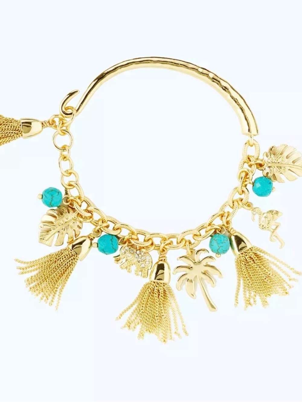 Lilly Pulitzer Gold Metal Hook Jungle Charm Bracelet NWOT
